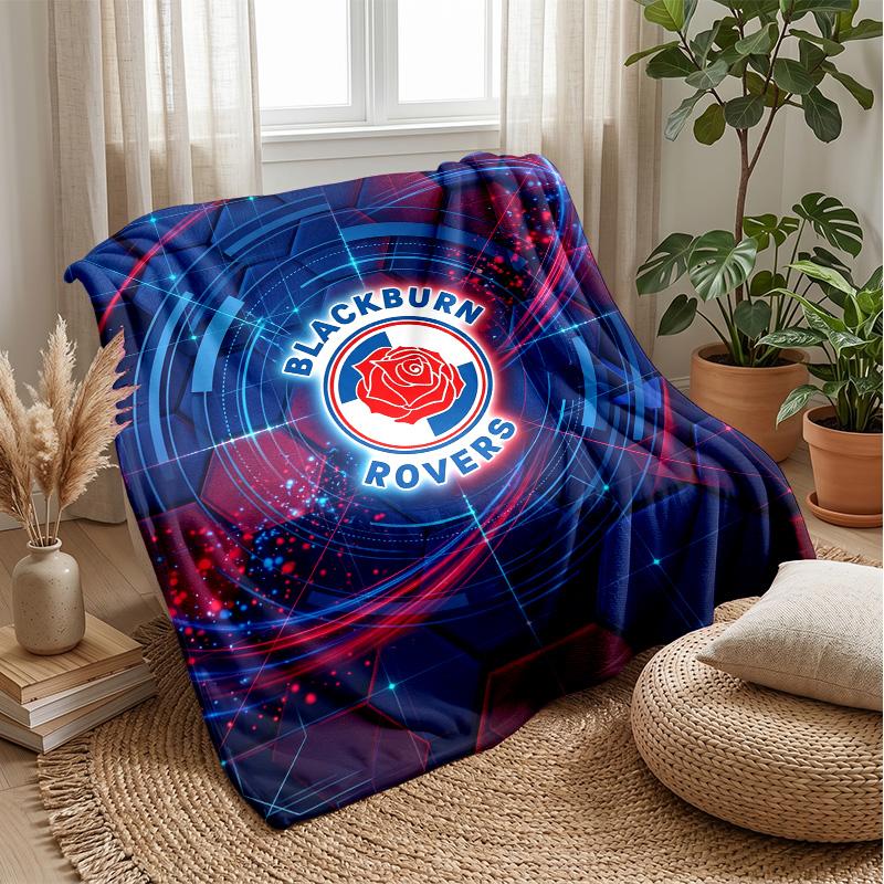 Blackburn Rovers Football Print Flannel Blanket, Soft Warm Lightweight Throw Blanket for Sofa Bed Camping