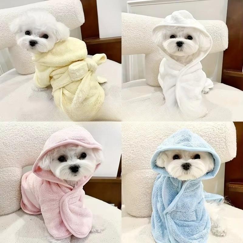 Quick Drying Soft Pet Bath Towel Robe Absorbent Soft Pet Bathrobe Dog Bath Towel Small Medium Dogs Cats