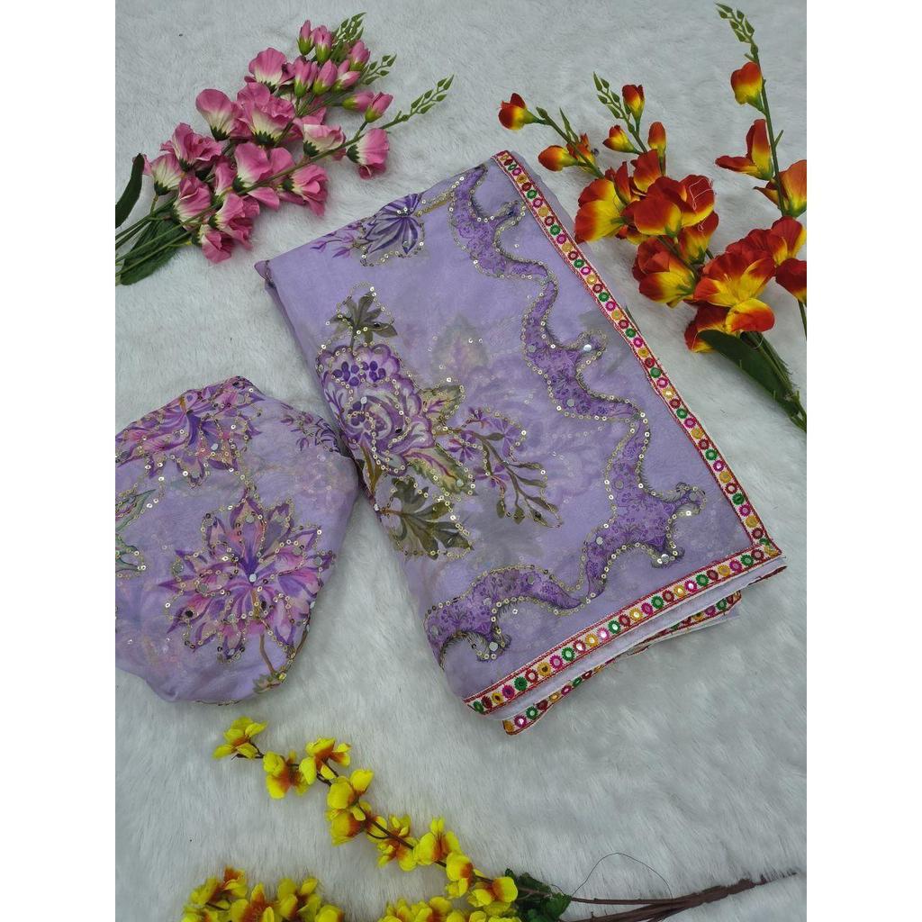 Premium Tabby Silk Saree – Multicolour Mirror Work Masterpiece