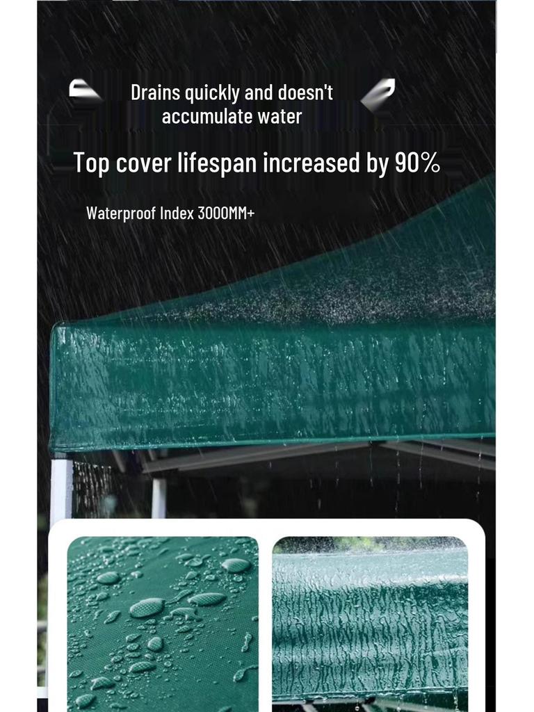 3x3m Double Layer Waterproof Sunshade Canopy with Four-Legged Frame for Outdoor Use