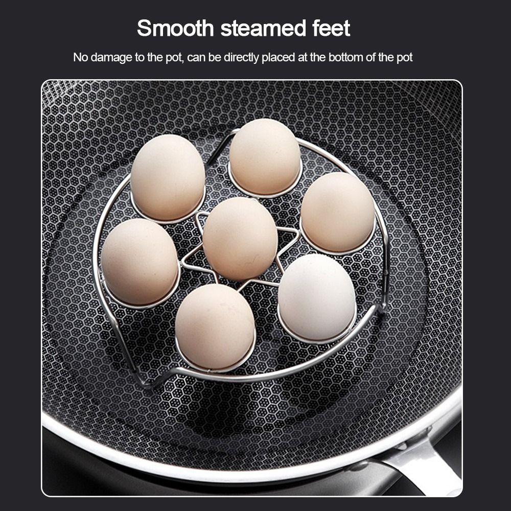 New Stainless Steel Egg Steamer Rack Round 7 Egg Hole Egg Steaming Stand Heavy Duty Steaming Holders Pressure Cooker Accessories