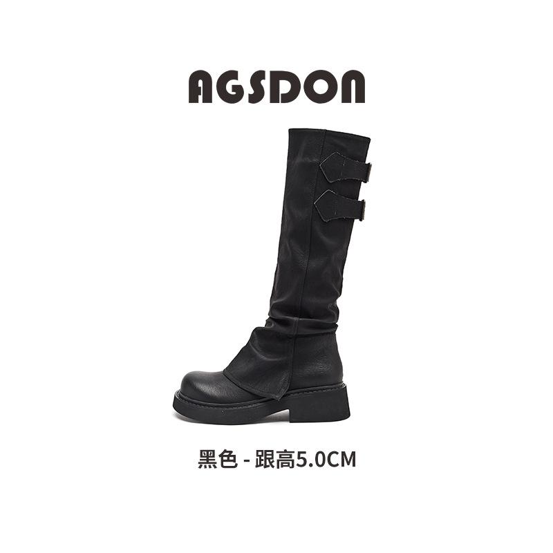 Augustine Brown Boots Women's 2025 New Autumn But Knee Retro Maillard Stacking Pants Tube Boots Tide