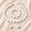 European and American Personality Exaggerated Design Round Bead Handmade Beaded Necklace Niche Retro Necklace Set Three-piece Set