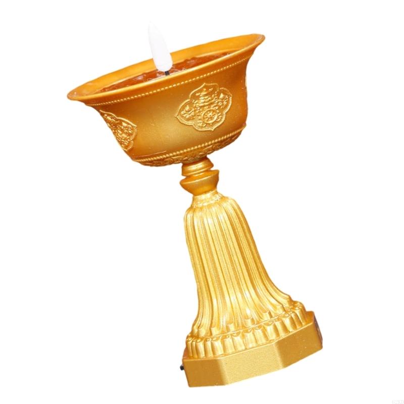 62KD Flame Effect LED Butter Lamp, USB Power for Temple Worship and Living Space Enhancement