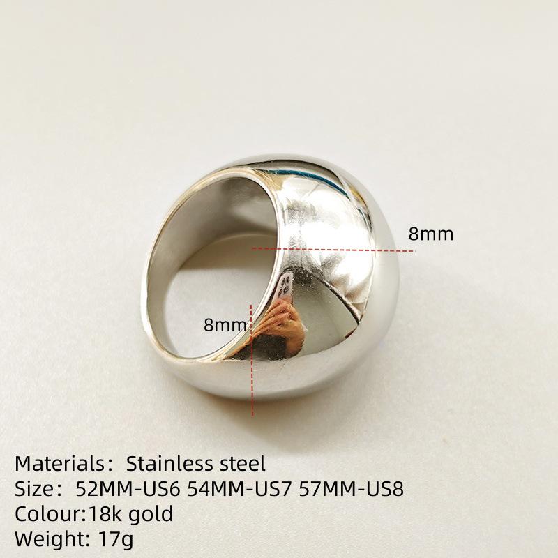 

18K Gold Stainless Steel Spherical Ring - Trendy European & American Fashion Jewelry 52MM-US6