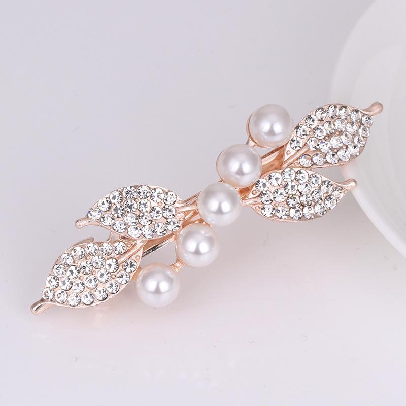 Colorful Pearl & Rhinestone Flower Bow Hair Clip