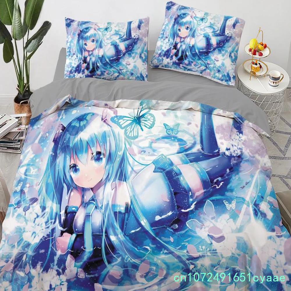 Anime Kawaii Bedding Set Japan Anime Loli Duvet Cover Set Kids Bedroom Cartoon 3D Printed Quilt Cover Bedroom Gift