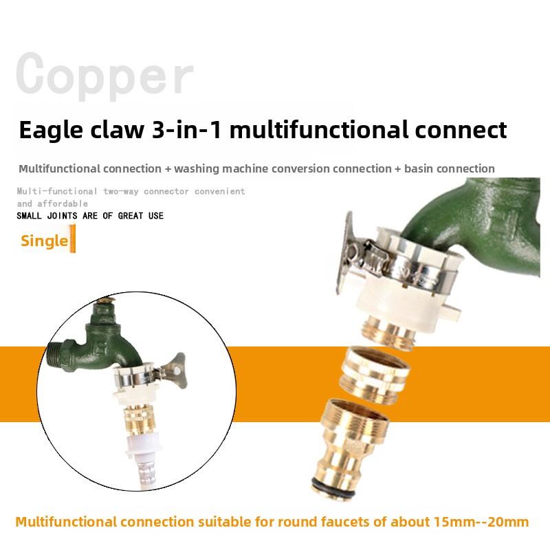 1Pc Female Thread 3/4" Brass 4-Way Garden Hose Diverter Y Type Faucet Connector Garden Irrigation Watering Supplies