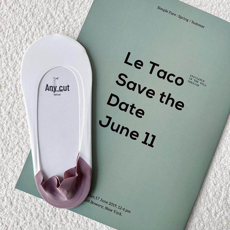 Color-Block Ice Silk Ankle Socks - Summer Thin, Non-Slip, No-Heel, Low-Cut Invisible Socks