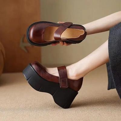 Scarpe Zeppe alla Moda da Donna 2024 Autunno Nuove Scarpe Mary Jane con Plateau e Tacco Grosso Semplici ed Eleganti Décolleté da Donna Zapatos De Mujer