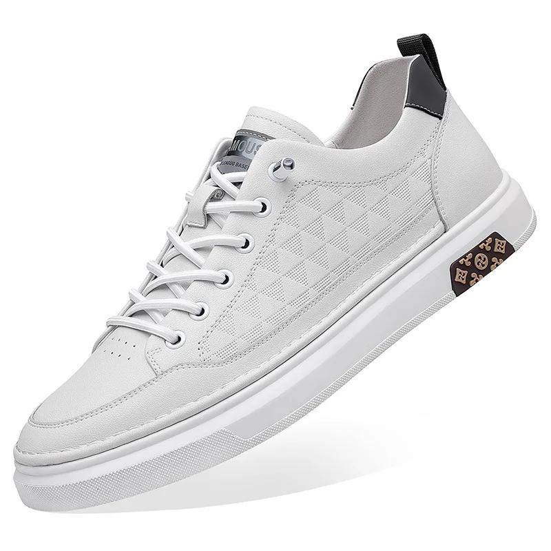 

Весна Осень Новые Туфли для Мужчин Натуральная Кожа Повседневная Обувь Крутые Черные Кроссовки На Плоской Подошве Для Скейтбординга Уличные Модные Кроссовки 42 белый