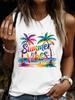 Summer Vibes Palm Tree Beach Watercolor T-shirt