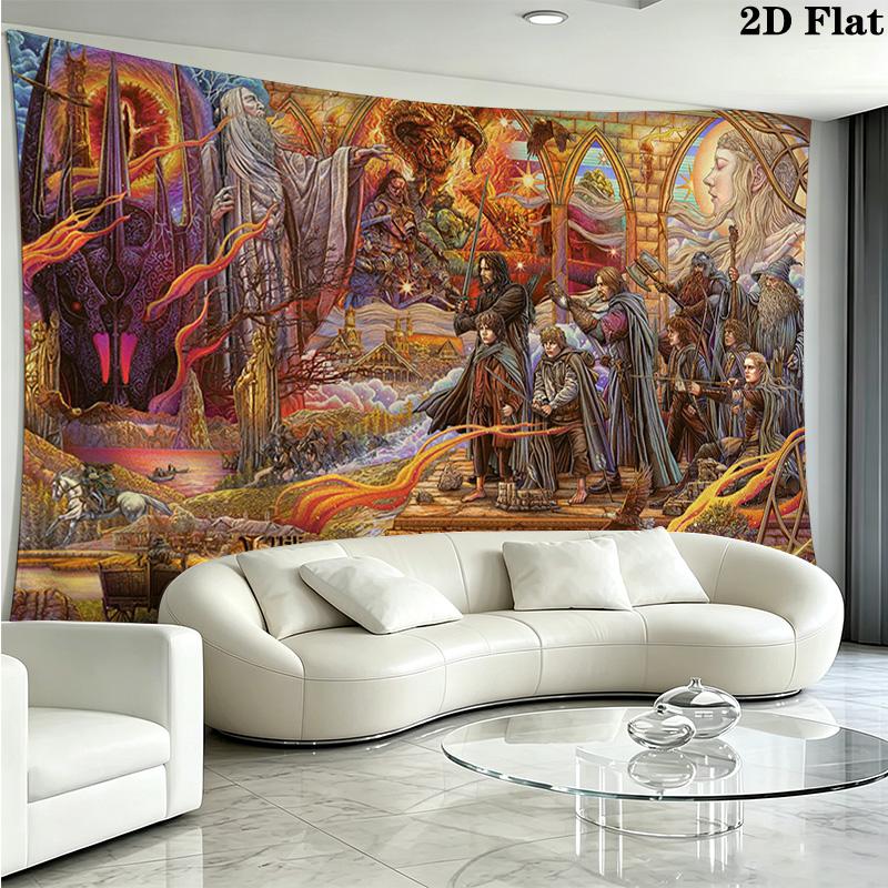 Lord Rings Wall Tapestry Aesthetic Wall Hanging Printed Fabric Blanket Decorative Tapestries for Bedroom Living Room Home Decor
