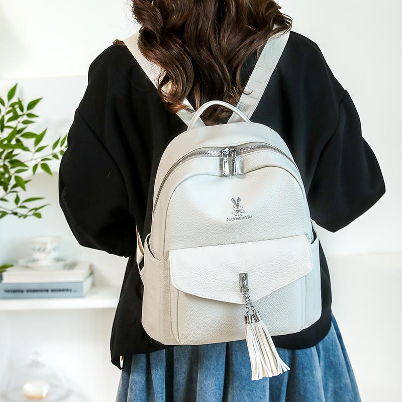 Plecak z frędzlami Plecak damski z miękkiej skóry Torba szkolna dla studenta