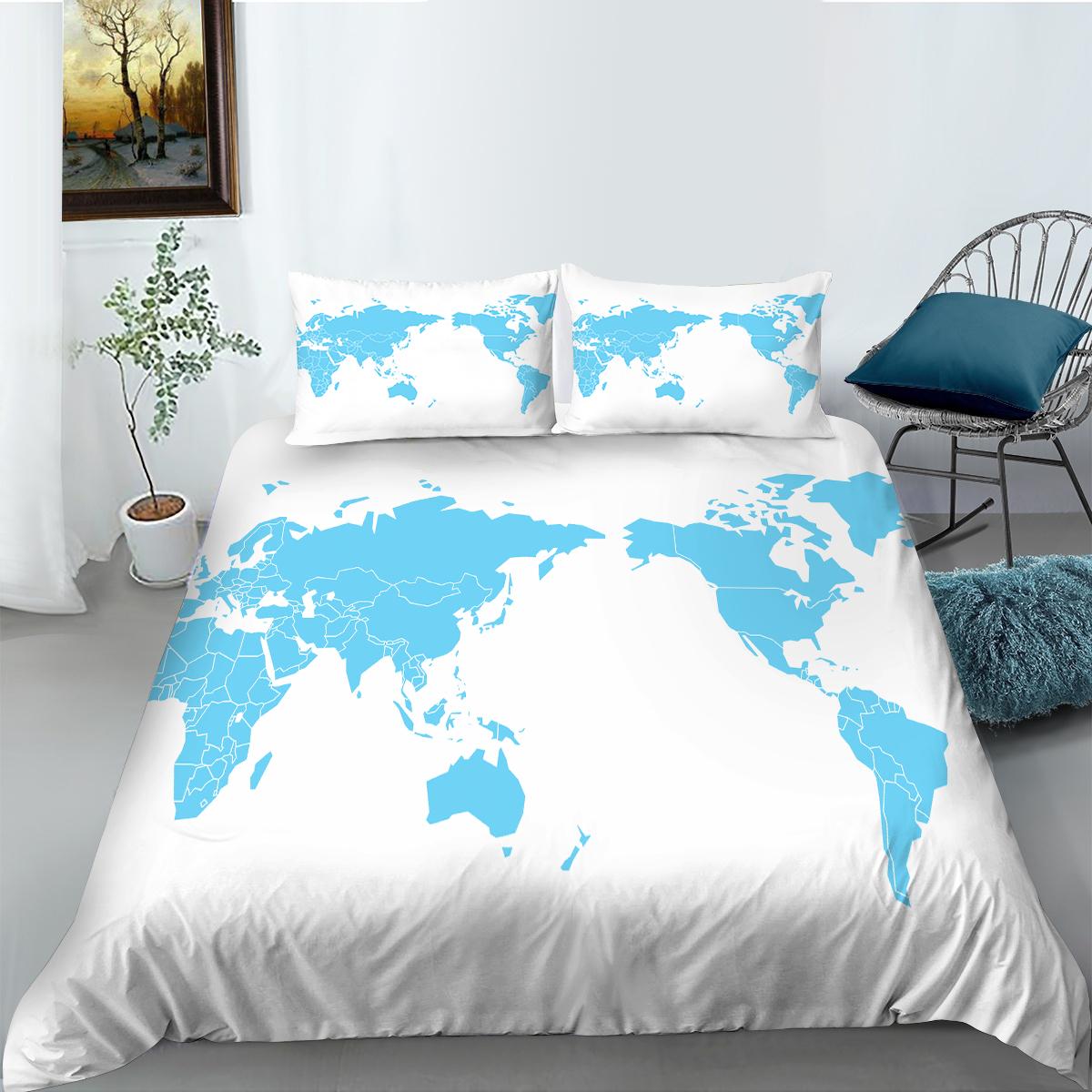 

Покрывало с рисунком 3D-карты, постельное белье из трех частей, теплая, удобная, из полиэстера, наволочка, покрывало размера King Size Single 135x200cm