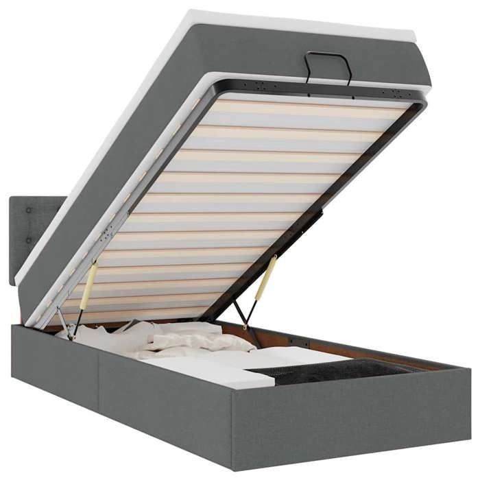 VidaXL Lit ottoman avec matelas et LED gris foncé 80x200cm tissu lit rembourré 3312430