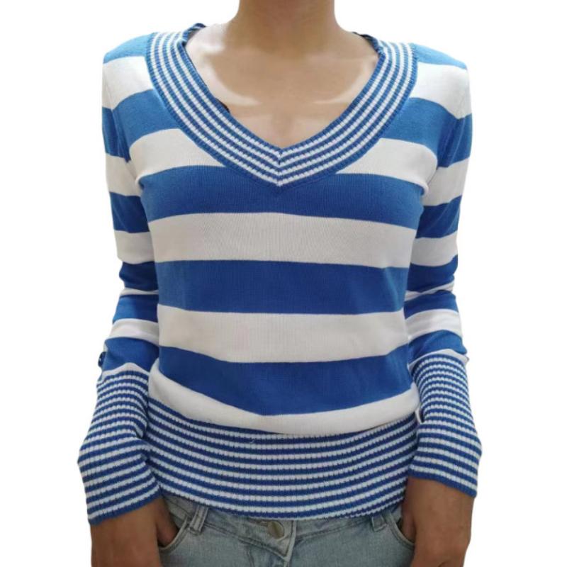 

Топы с длинным рукавом в полоску в стиле Y2K, облегающие, с цветовыми блоками, с квадратным вырезом, футболка в стиле Харадзюку, эстетичные, осенне-зимние, рубашки 90-х L