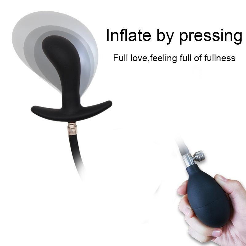 Inflatable Silicone Anal Plug with Hand Pump, Expandable Butt Plug for Men Women, Soft Air Pressure Training Massage Toy
