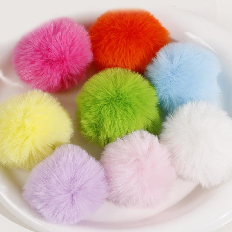10pcs Rabbit Hair Ball 5.5cm Pompoms for Keychain DIY Bag Charm Plush Ball Applique Material Cap Hat Gloves Accessories