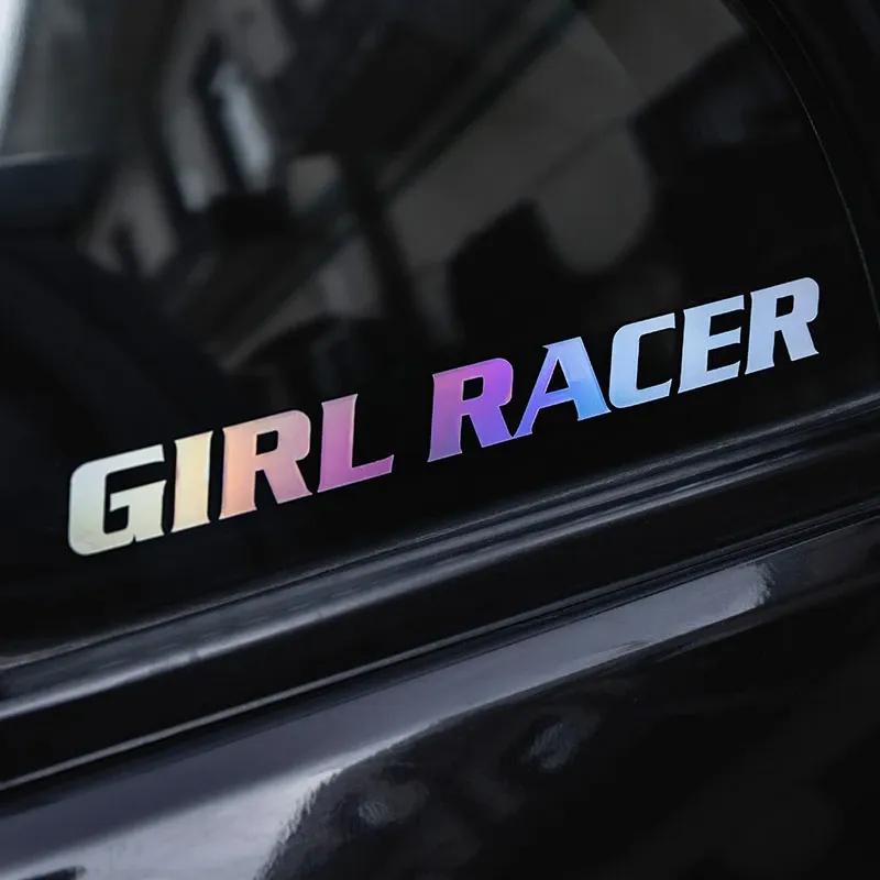 GIRL RACER Aufkleber für Auto, Auto-Fenster, abnehmbare Vinyl-Aufkleber, ölbeständige Dekoration, Motorrad-Kraftstofftank-Verkleidung, Zeichen für Fahrerin