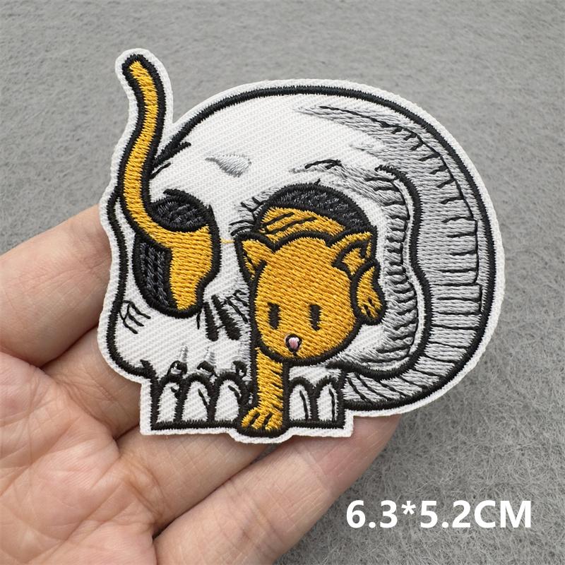 Team Cat Embroidery Patches Appliques For Clothing Diy Sewing Iron On Patches Punk Cartoon Stripes Decoration Accessories
