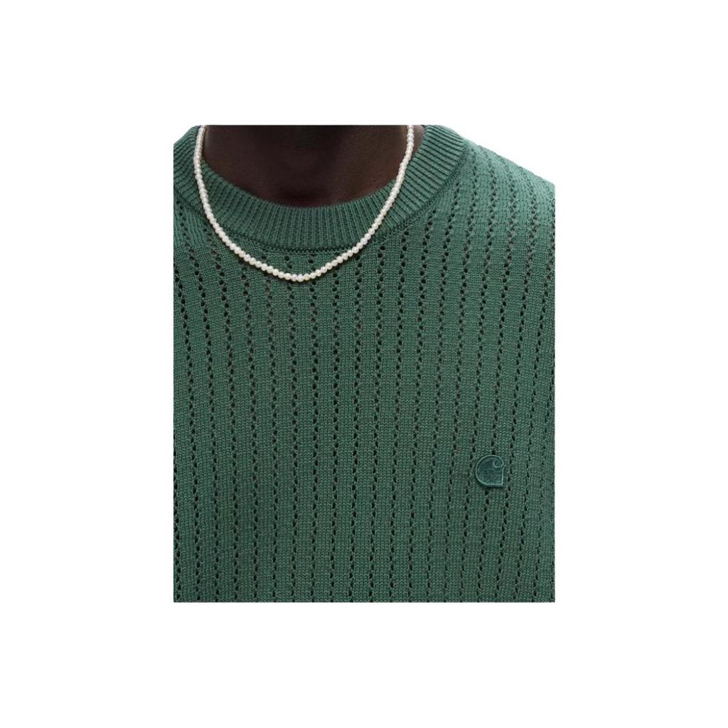 Carhartt WIP Calen Sweater Embroidered Logo Crew Neck Long Sleeve Pullover Knit Unisex sweater Duck-Green I033714-29N-XX