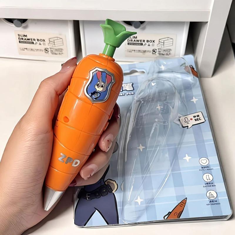 

Zootopia 2 Carrot Recording Pen for Boys Girls Anime Judy Nick 60 Seconds Compact Recorder Students Fashion Gel Pen Stationery