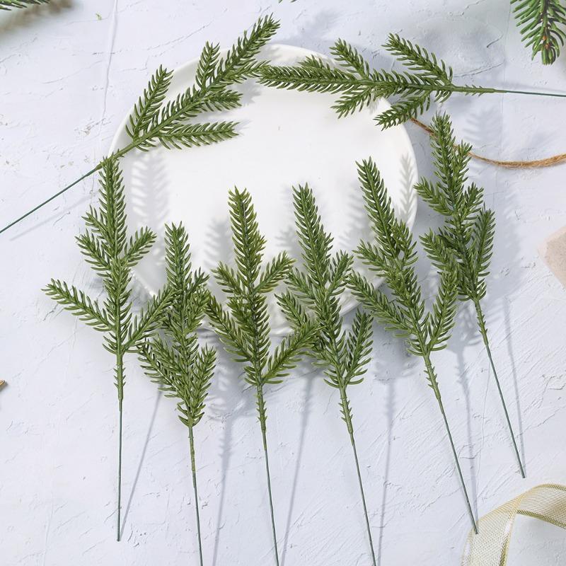 200/1x Artificial Plants Pine Branches DIY Garland Wreath Christmas Pendant Fake Greenery Evergreen Pine Stems Xmas Decoration