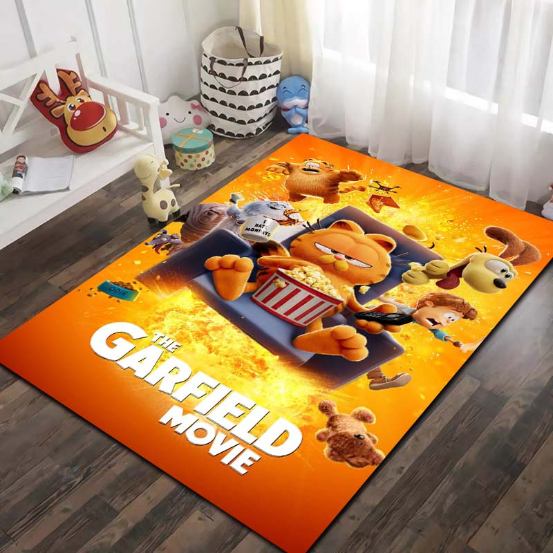 G Garfield Cartoon Cat Print Area Rug Non‑Slip Floor Mat Soft Carpet For Kids Bedroom Living Room Indoor Home Decor Holiday Gift