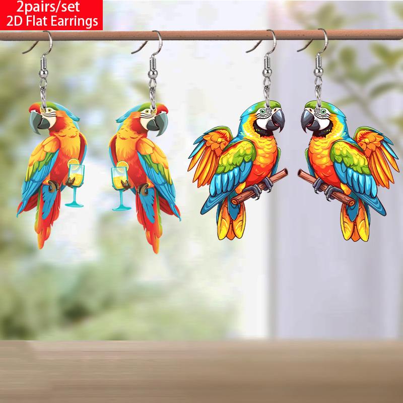 

Красочные акриловые серьги-попугаи для женщин, серьги шик, новые серьги с животными, модные серьги, ювелирные аксессуары для вечеринок, фестивалей
