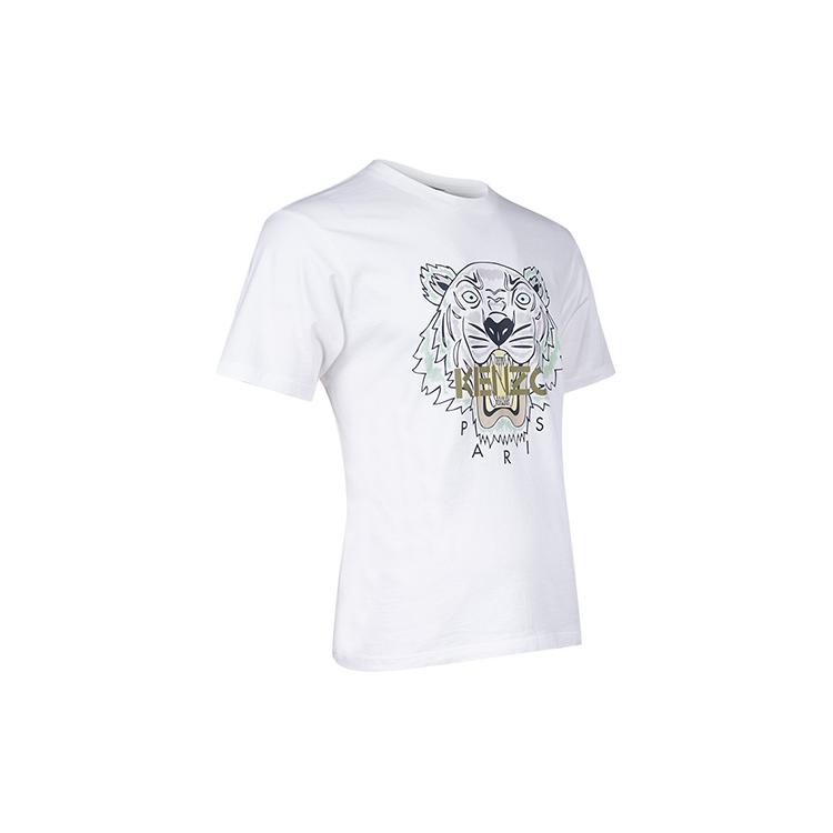 KENZO Classic Tiger Head T-Shirts Men's White Crew Neck Moderate FC55TS0204YL-01B