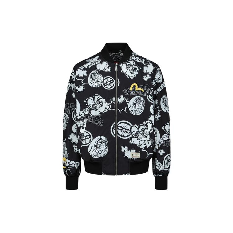 EVISU Jackets Men's Black All Over Print Baseball Collar Moderate Other 2ESHTM3JK712RXPL