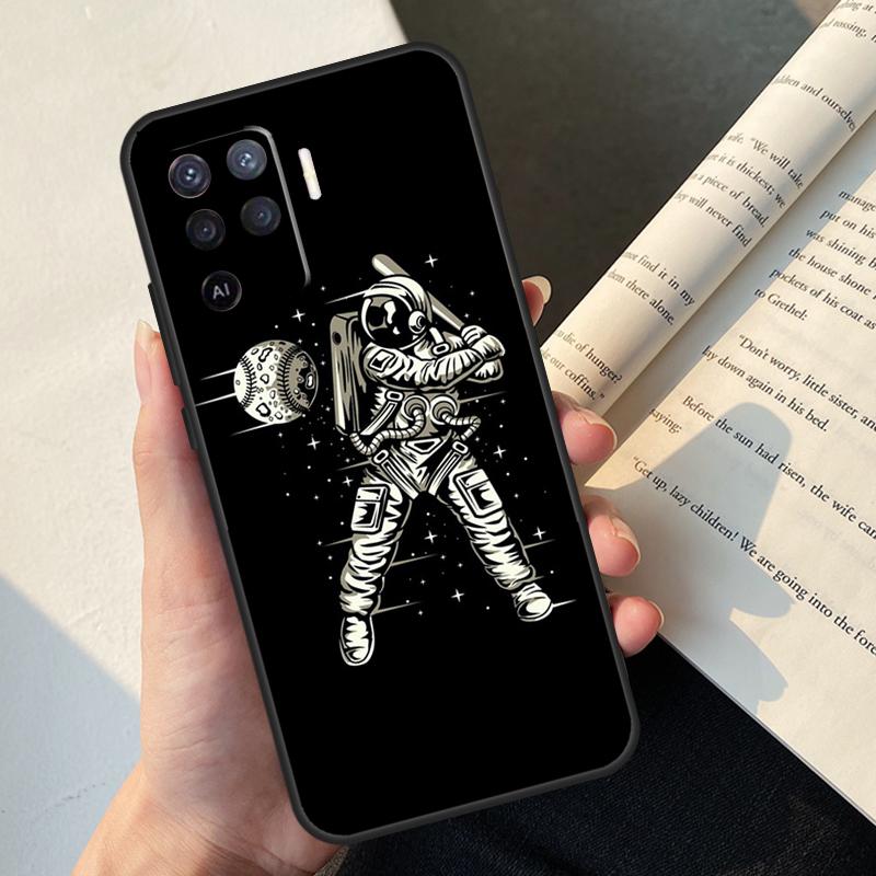 Cartoon Space Astronaut Case For Oppo A54 A74 A94 A17 A57 A77 A76 A16 A96 A18 A60 A80 A40 A38 A58 A78 A98 A15 A5 Pro