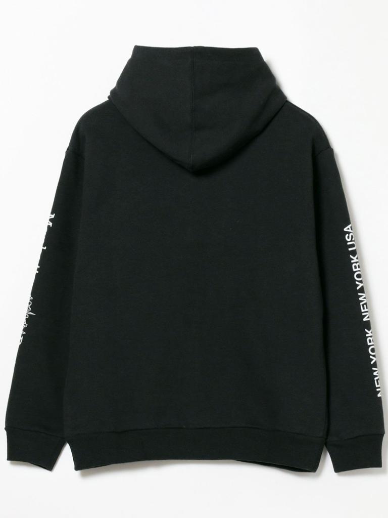B:MING LIFE STORE by BEAMS Manhattan Portage Peach Skin Sleeve Print Hoodie, Men's, Black, Size S_92130014647