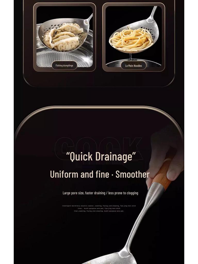 Edelstahl-Nudelsieb mit langem Griff für den Haushalt - Große & kleine Größen zum Abschöpfen von Knödeln & Abtropfen von Sichuan-Pfefferöl