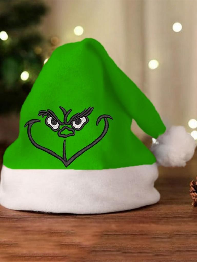 Grinch Green Christmas Hat With Thick Double Sided Velvet For Winter Holiday Celebration