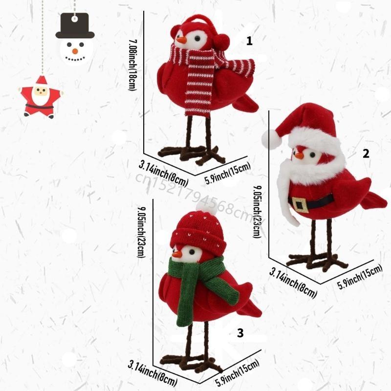Christmas Decoration for Home Redness Simulated Birds Figurine Winter Birds Christmas Table Top Featherlys Friend 6XDE