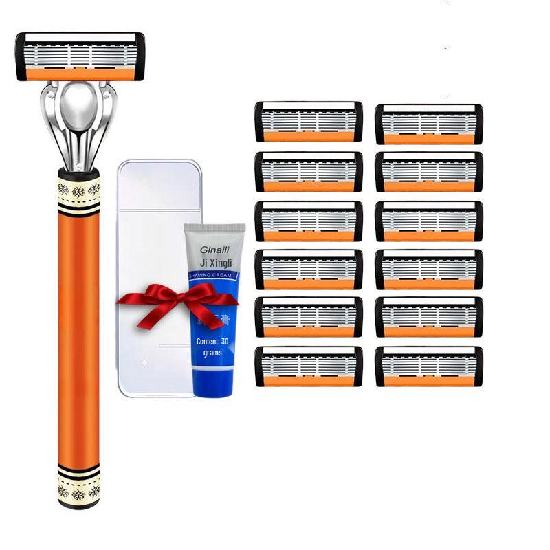 Waterproof Men's Six-Layer Stainless Steel Razor: Sharp, Durable Manual Shaver