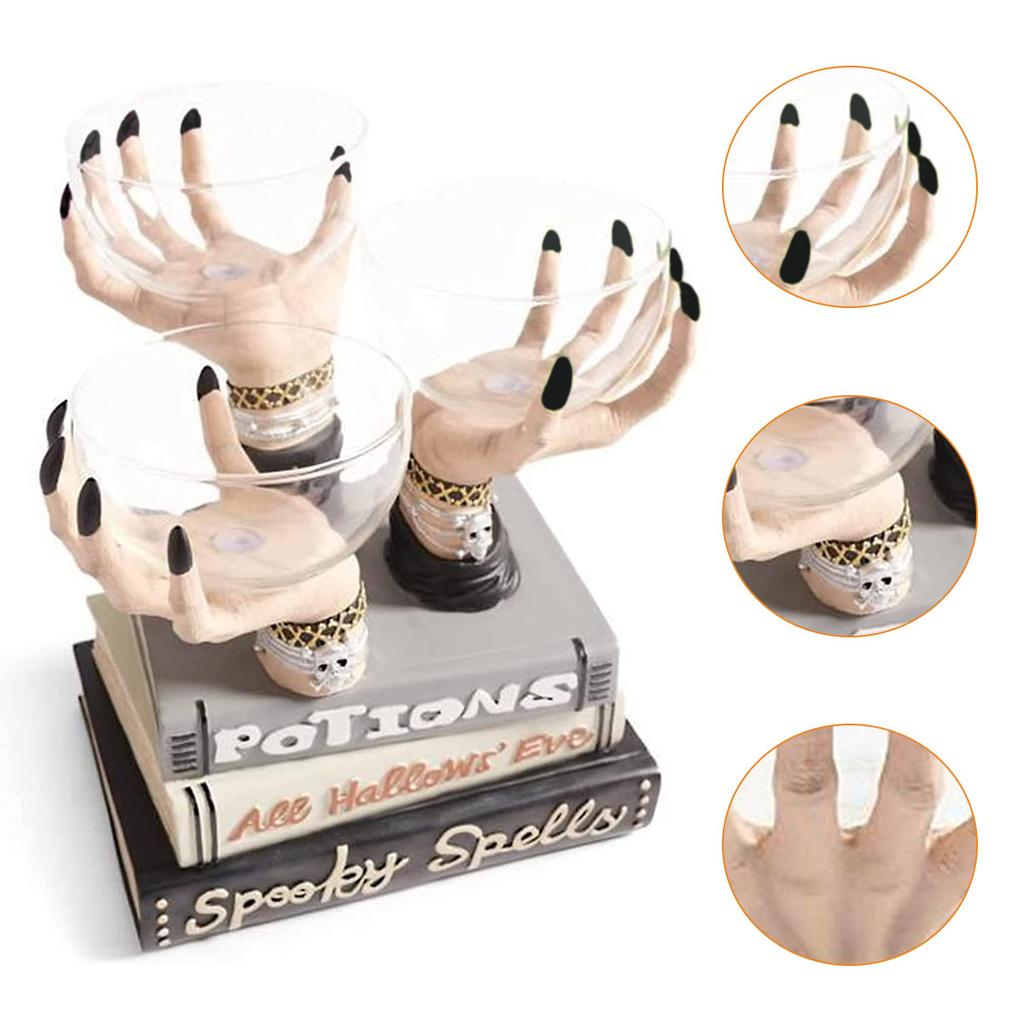 Halloween Hexenhände Spukschädel Snackschale Ständer Harz Snackkorb Kreative Süßigkeiten Obstschale Halter Desktop Ornament Zuhause