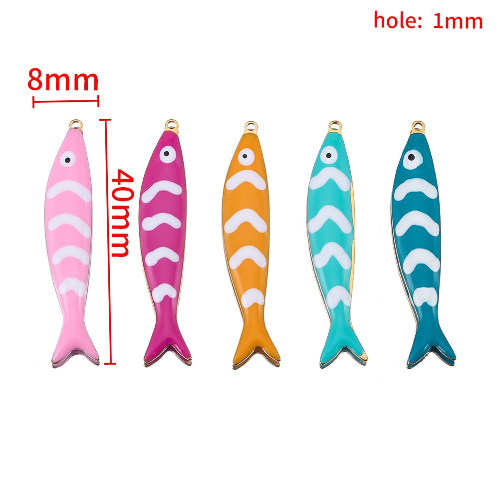 10pcs 5pcs 2pcs 40x8mm Stainless Steel Enamel Fish Charms Pendant DIY Jewelry Making Findings for Necklace Earrings Bracelets