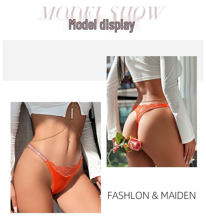 Elegant Rhinestone Lace Velvet Thong - Sexy, Fashionable, and Comfortable Women's Underwear