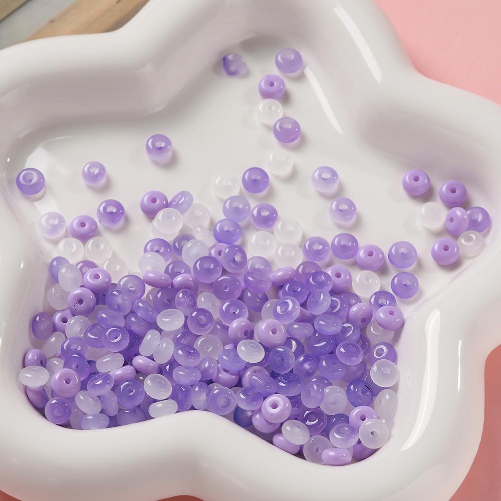 100pcs/lot Glass Imitation Jade Beads Flat Round Spacer Beads Mixed Bead for DIY Necklaces Bracelets Jewelry Making Accessories