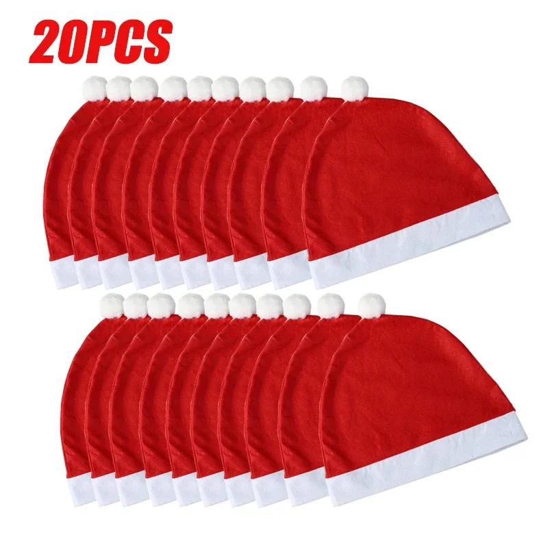 Automotive Christmas Decor King Size Santa Hat Headrest Cover Seat Back Cover for Holiday Vehicle Decoration