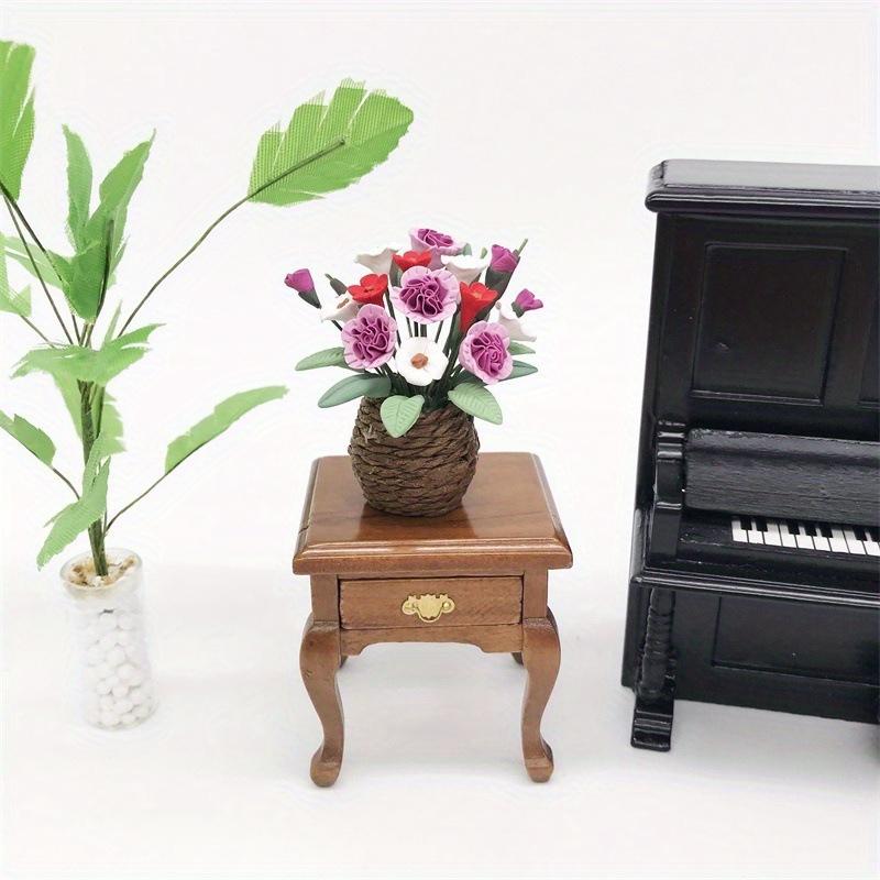 1: 12 Mini Simulation Flower Garden Living Room Scene Micro Landscape Ornaments Flowers White Red Purple Tri Color Flowers