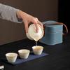 Ru Kiln High-grade Qingyun Travel Tea Set, Portable Storage Bag Cover Bowl, One Pot and Three Cups of Outdoor Tea Set