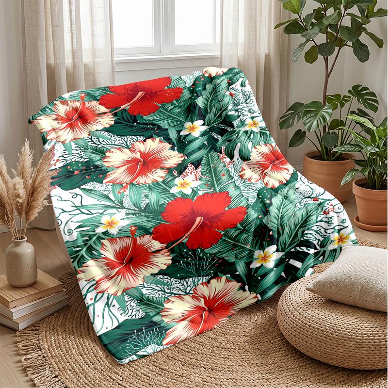 Tropical Flower Paradise Theme blanket Lightweight Warm Flannel Blanket Decorative Throw Blanket for Home Decoration
