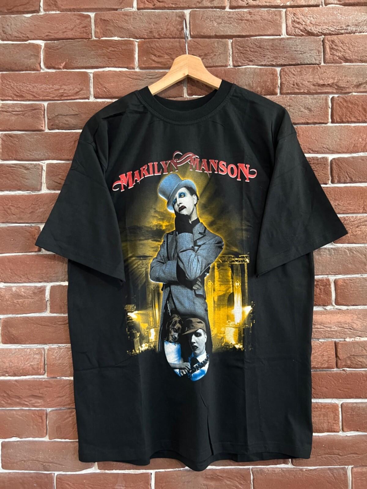 Marilyn Manson Grotesque Vintage 00s Band Tee Rock Rare XXL BLACK Unisex T-Shirt S