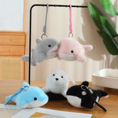 Ocean Animal Stuffed Animal Keychain Bag Pendant Plush Doll Key Rings  Kids Holiday Gifts