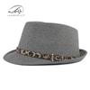 Hat women's fashion top hat autumn and winter simple light board leopard print woolen top hat British retro jazz hat men