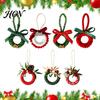 Decorative Holiday Wreath Mini Christmas Ornament, Miniature Artificial with Bow, Festive Decor Pendant Pinecone, Xmas Tree Hanging for Party